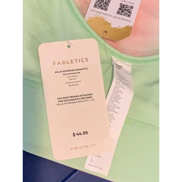 Fabletics Millie Reversible Bralette Green Tie Dye Size L NWT - Picture 12 of 12